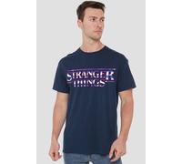 Stranger Things Chrome Metal Logo T-Shirt, Navy | Size: 4XL Stranger Things Navy 4XL