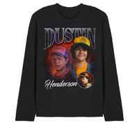 Stranger Things Dustin Homage Unisex Long Sleeve T Shirt, Black, Large