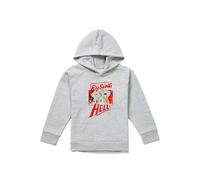 Stranger Things Eddie Munson Raising Hell Youth Kids Pull-Over Hoodie, Athletic Heather in Grey | Size: 12-13 Years Stranger Things Grey 12-13 Years