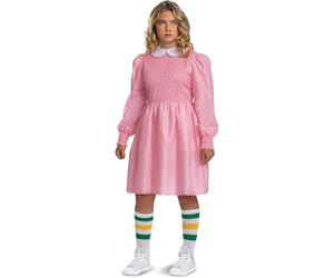 Stranger Things Eleven Fancy Dress for Kids and Teens, Official Licensed by Disguise, Includes Iconic Pink Dress with Cuff Sleeves and White Collar, for Ages 7-8, 10-12 & 14-16 years