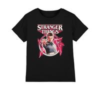 Stranger Things Eleven Lightning Poster Kids T Shirt, Black, 9-11