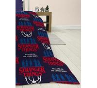 Character World Stranger Things Official Fleece Blanket | Super Soft Warm Throw | Flames Design | Perfect for Home, Bedroom, Sleepovers & Camping 100 x 150cm | Navy
