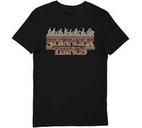 Stranger Things Flames Logo T-Shirt & Lounge Bottom Set (as8, alpha, m, regular, regular) Black