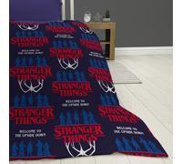Character World Stranger Things Official Fleece Blanket | Super Soft Warm Throw | Flames Design | Perfect for Home, Bedroom, Sleepovers & Camping 100 x 150cm | Navy