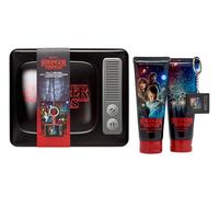 Stranger Things Gift Set - Retro TV Tin Box with Body Wash 100ml, Shampoo & Conditioner 100ml, and Exclusive Keychain - Collectible Merchandise