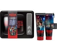 Stranger Things Gift Set - Retro TV Tin Box with Body Wash 100ml, Shampoo & Conditioner 100ml, and Exclusive Keychain - Collectible Merchandise