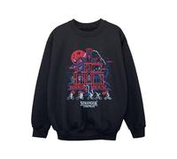 Stranger Things Girl's Horror House Sweatshirt in Black | Size: 12-13 Years Stranger Things Black 12-13 Years