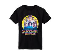 Stranger Things Girl's Multi-Character Placement Print Short Sleeved T-Shirt | Girls Black | Officially Licensed Merch | Size: 9-10 Years Stranger Things Black 9-10 Years
