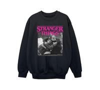 Stranger Things Girls Square Photo With Pink Logo Sweatshirt - Black - 9-11 Years - Black