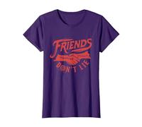 Stranger Things Handshake Friends Don't Lie T-Shirt, Women, Purple, Small