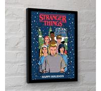 Stranger Things Happy Holidays Christmas Poster in Blue Stranger Things Blue