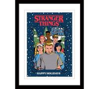 Stranger Things Happy Holidays Framed Poster - Multicoloured - Multicoloured - 40cm x 30cm
