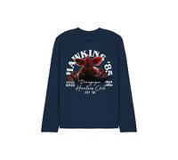 Stranger Things Hawkins '85 Demogorgon Hunters Long Sleeve T-Shirt, Navy | Size: Small Stranger Things Navy S