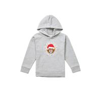 Stranger Things Hawkins Christmas Badge Youth Kids Pull-Over Hoodie, Athletic Heather in Grey | Size: 7-8 Years Stranger Things Grey 7-8 Years