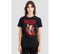 Stranger Things Hawkins Heroes Poster Ladies T Shirt, Black Stranger Things Black L