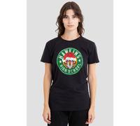 Stranger Things Hawkins High School Christmas Logo Ladies T Shirt, Black Stranger Things Black XXL