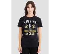 Stranger Things Hawkins Middle School Ladies T Shirt, Black Stranger Things Black XL