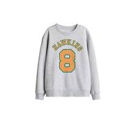 Stranger Things Hawkins No 8 Kids Sweatshirt, Athletic Heather in Light Grey | Size: 9-11 Years Stranger Things Light Grey 9-11 Years