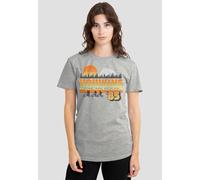 Stranger Things Hawkins Retro 85 Ladies T Shirt, Athletic Heather Stranger Things Grey L