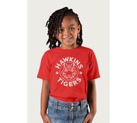 Stranger Things Hawkins Tigers Paws White Logo T-Shirt in Red | Size: 12-13 Years Stranger Things Red 12-13 Years