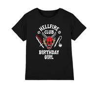 Stranger Things Hellfire Birthday Girl Inverted Kids T Shirt, Black, 12-13