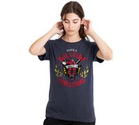 Stranger Things Hellfire Christmas Ladies T Shirt, Deep Navy Stranger Things Navy S