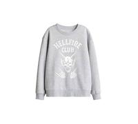 Stranger Things Hellfire Club Bones Kids Sweatshirt, Athletic Heather in Light Grey | Size: 7-8 Years Stranger Things Light Grey 7-8 Years