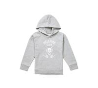 Stranger Things Hellfire Club Bones Youth Kids Pull-Over Hoodie, Athletic Heather in Grey | Size: 7-8 Years Stranger Things Grey 7-8 Years