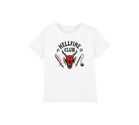 Stranger Things Hellfire Club Kids T-Shirt, Athletic Heather in Light Grey | Size: 3-4 Years Stranger Things Light Grey 3-4 Years
