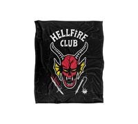 Stranger Things Hellfire Club Logo Officially Licensed Silky Touch Super Soft Throw Blanket 152 x 127 cm Netflix White One Size