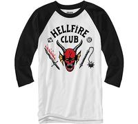 Stranger Things Hellfire Club Long Sleeve Raglan Adult T-Shirt, Black, XL