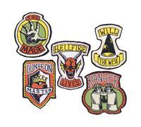 Stranger Things Hellfire Club Set of 5 Iron-On Fabric Patches - Officially Licensed Collectible Patches Featuring Will the Wise & Dungeon Master