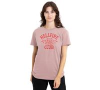 Stranger Things Hellfire Club Tonal Devil Ladies T Shirt, Pink, Small