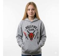 Stranger Things Hellfire Club Unisex Hoodie Grey in Light Grey | Size: 10-12 Years Stranger Things Light Grey 10-12 Years