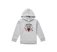 Stranger Things Hellfire Club Youth Kids Boy/Girls Pull-Over Hoodie, Athletic Heather in Light Grey | Size: 7-8 Years Stranger Things Light Grey 7-8 Years