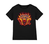 Stranger Things Hellfire Flames Kids T Shirt, Black, 9-11