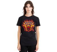Stranger Things Hellfire Flames Ladies T Shirt, Black, XX-Large