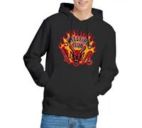 Stranger Things Hellfire Flames Unisex Hoodie, Black, X-Large