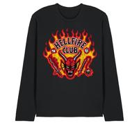 Stranger Things Hellfire Flames Unisex Long Sleeve T Shirt, Black, XX-Large