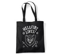 Stranger Things Hellfire Graduation Inverted Grocery Travel Reusable Tote Bag, Black