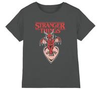 Stranger Things Hellfire Heart Girls T Shirt, Charcoal, 12-13 Years