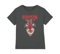 Stranger Things Hellfire Heart Girls T Shirt, Charcoal, 7-8 Years