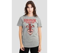 Stranger Things Hellfire Heart T-Shirt, Athletic Heather in Light Grey | Size: XL Stranger Things Light Grey XL