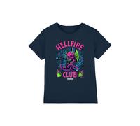 Stranger Things Hellfire Neon Dice Kids T-Shirt, Navy | Size: 9-11 Years Stranger Things Navy 9-11 Years