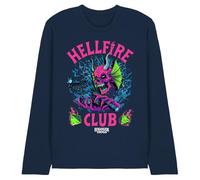Stranger Things Hellfire Neon Dice Unisex Long Sleeve T Shirt, Navy, Large