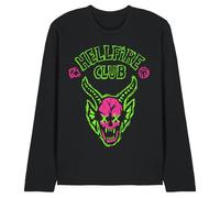 Stranger Things Hellfire Neon Sketch Logo Unisex Long Sleeve T Shirt, Black, X-Large