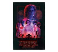 Stranger Things Horror Canvas Print - Black/Red/Blue - 30cm x 40cm - Black/Red/Blue