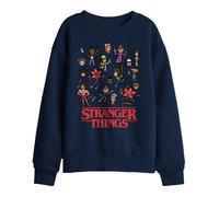 Stranger Things Kids Cartoon Characters Sweatshirt - Navy - 5-6 Years - Navy - 50% Cotton/50% Polyester