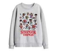 Stranger Things Kids Cartoon Characters Sweatshirt - Sport Heather - 7-8 Years - Sport Heather - 50% Cotton/50% Polyester