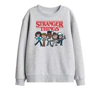 Stranger Things Kids Cartoon Group Sweatshirt - Athletic Heather - 5-6 Years - Athletic Heather - 50% Cotton/50% Polyester